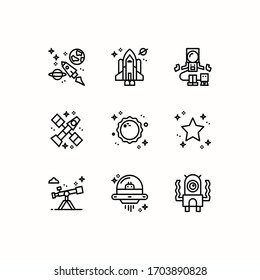 Simple Set of space Related Vector Line Icons