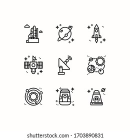 Simple Set of space Related Vector Line Icons