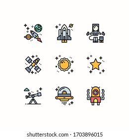 Simple Set of Space Related Vector Color Icons