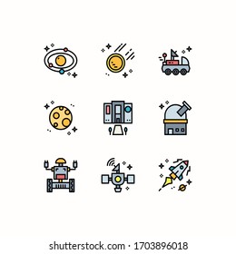 Simple Set of Space Related Vector Color Icons