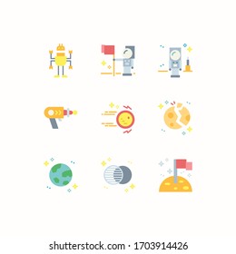 Simple Set of Space Related Vector Flat Icons