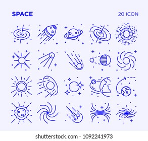Simple set of space vector line icons