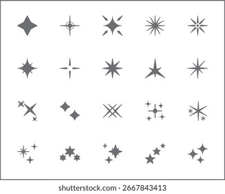 Simple Set of sparkle Related Vector Line Icons. Vector collection of star and glittering symbols or logo elements in thin outline.
