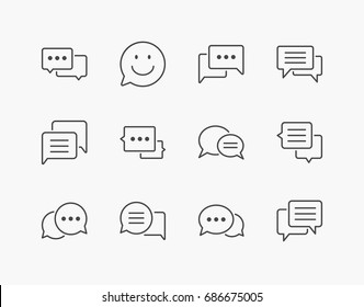 Simple Set of Speech Bubble Thin Line Icons. Editable Stroke. 64x64 Pixel Perfect.