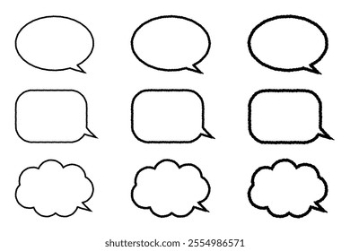 A simple set of speech bubbles that look like they were drawn with a pen.