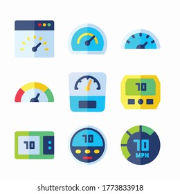 Simple Set Speedometer Vector Color Icons