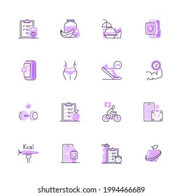 Simple Set of Sport and Fitness Color Vector Line Icons . Thin Line and Pixel Perfect Icons