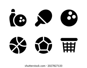 Simple Set of Sport Related Vector Solid Icons. Contains Icons as Bowling, Ping Pong, Basketball, Soccer and more.