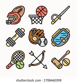 simple set Sports icons Color