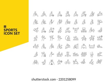 Simple set of sports icons. Outline icon set. Suitable for fashion article, shirt, signage, presentation, event, and visual guide.