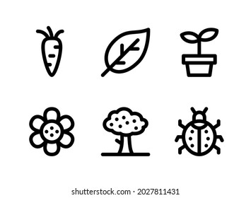 Simple Set of Spring Related Vector Line Icons. Contains Icons as Carrot, Tree, Ladybug, Flower and more.