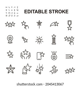 Simple Set of Star Related Vector Line Icons. Contains such Icons as Rating, Medal, Award and more. Editable Stroke. Eps 10.