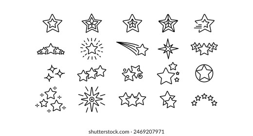 Simple Set of Star Related Vector Line Icons. Contains such Icons as Rating, Medal, Award and more. Editable Stroke. 48x48 Pixel Perfect.