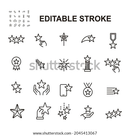 Simple Set of Star Related Vector Line Icons. Contains such Icons as Rating, Medal, Award and more. Editable Stroke. Eps 10.
