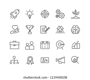 Simple Set of Start up vector thin line icons, Editable Stroke linear symbols
