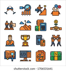 Simple Set of Startup Related Vector Line Icons Color