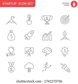 Simple Set of Startup Related Vector Line Icons. Editable Stroke