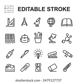 Simple set of Stationery office supply related Vector Line Icons. 