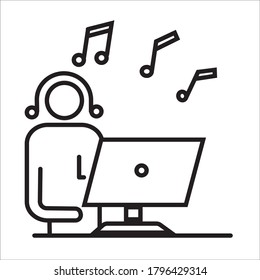 Simple Set of Stay and Work from Home in Coronavirus 2019 or Covid-19 Crisis.
 Such as Working in Living Room, Bedroom, Bathroom. Thin Line Outline Icons Vector.