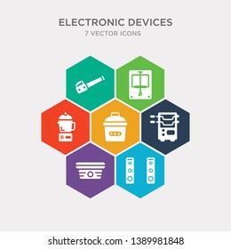 simple set of stereo, smoke detector, rotisserie, pressure cooker icons, contains such as icons percolator, mousetrap, leaf blower and more. 64x64 pixel perfect. infographics vector