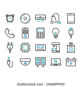 Simple set of stock electronic related vector line icons. 64x64 Pixel Perfect. Editable stroke.