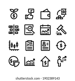 Simple Set of Stock Exchange Related Vector Line Icons. Contains Icons as Investment, Bidding, Wallet, Bar Chart and more.