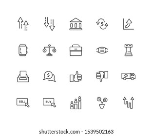 Simple Set of Stock Quotes Related Vector Line Icons. Contains such Icons as IPO, Portfolio, Money Management and more.