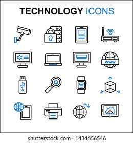 Simple set of stock Technology related vector line icons. Editable Stroke. 64x64 Pixel Perfect.