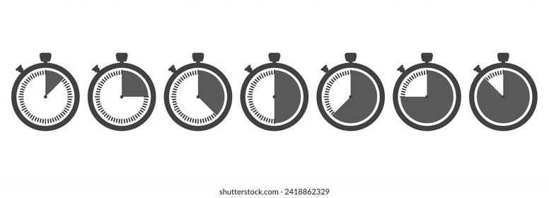 Simple set of Stopwatch icon. Stopwatch and Timer icon set. Stopwatch icons set on Transparent background. Timer symbol vector illustration.