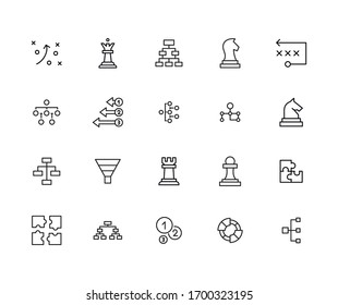 Simple set of strategy icons in trendy line style. Modern vector symbols, isolated on a white background. Linear pictogram pack. Line icons collection for web apps and mobile concept.