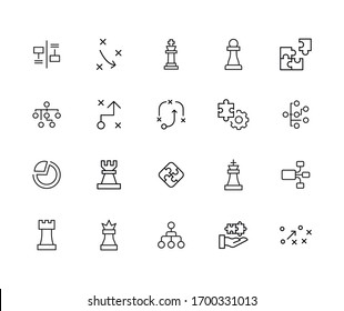 Simple set of strategy icons in trendy line style. Modern vector symbols, isolated on a white background. Linear pictogram pack. Line icons collection for web apps and mobile concept.