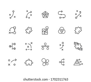 Simple set of strategy icons in trendy line style. Modern vector symbols, isolated on a white background. Linear pictogram pack. Line icons collection for web apps and mobile concept.