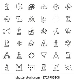 Simple set of strategy icons in trendy line style. Modern vector symbols, isolated on a white background. Linear pictogram pack. Line icons collection for web apps and mobile concept.