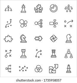 Simple set of strategy icons in trendy line style. Modern vector symbols, isolated on a white background. Linear pictogram pack. Line icons collection for web apps and mobile concept.