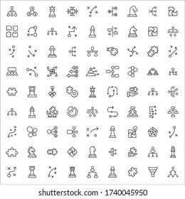 Simple set of strategy icons in trendy line style. Modern vector symbols, isolated on a white background. Linear pictogram pack. Line icons collection for web apps and mobile concept.