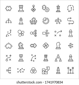 Simple set of strategy icons in trendy line style. Modern vector symbols, isolated on a white background. Linear pictogram pack. Line icons collection for web apps and mobile concept.