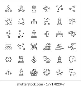Simple set of strategy icons in trendy line style. Modern vector symbols, isolated on a white background. Linear pictogram pack. Line icons collection for web apps and mobile concept.