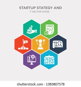 simple set of strategy in a labyrinth, strategy management, strategy sketch, thought icons, contains such as icons success flag, valid, increase and more. 64x64 pixel perfect. infographics vector