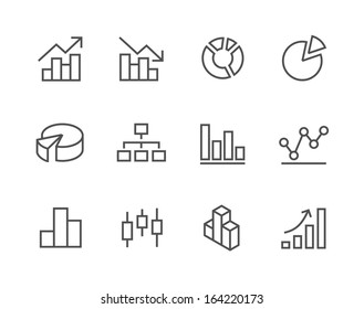 Simple set of stroked diagram and graphs related vector icons for your design.