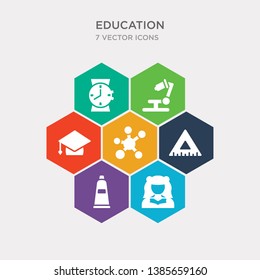 simple set of student, paint tube, rulers, chemistry icons, contains such as icons mortarboard, microscope, watch and more. 64x64 pixel perfect. infographics vector