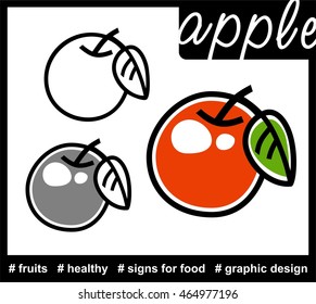 simple set of stylized apple sign