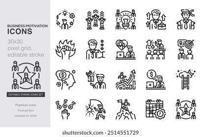 Simple Set of Success, Goals and Target Related Vector Line Icons. Contains thin Icons as Achievement, Aim, Motivation and more. 