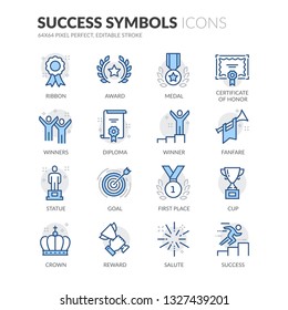 Simple Set of Success Related Vector Line Icons. Contains such Icons as Ribbon, Winner, Reward and more.
Editable Stroke. 64x64 Pixel Perfect.