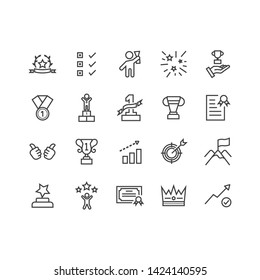 Simple Set of Success Related Vector Line Icons. Contains such Icons as Ribbon, Winner, Reward and more.