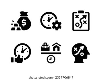 Einfache Set von erfolgreichen Vector Solid Icons. Enthält Symbole wie Wohlstand, Produktivität, Strategieplanung und mehr.