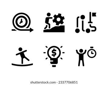 Simple Set of Success Related Vector Solid Icons. Contains Icons as Agility, Hard Work, Milestone and more.