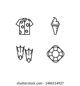 Simple Set of summer Related Vector Line Icons. Contains such Icons as shirt, ice cream, flippers, lifesaver.