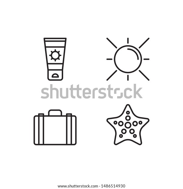 Simple Set Summer Related Vector Line Stock Vector Royalty Free