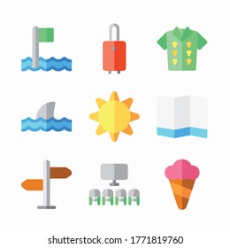 Simple Set Summer Vector Color Icons. Color with Editable stroke