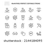 Simple Set of Sun Protection Related Vector Line Icons. 
Contains such Icons as Sunscreen, Sunglasses, UV rays exposure time and more. Editable Stroke. 48x48 Pixel Perfect.